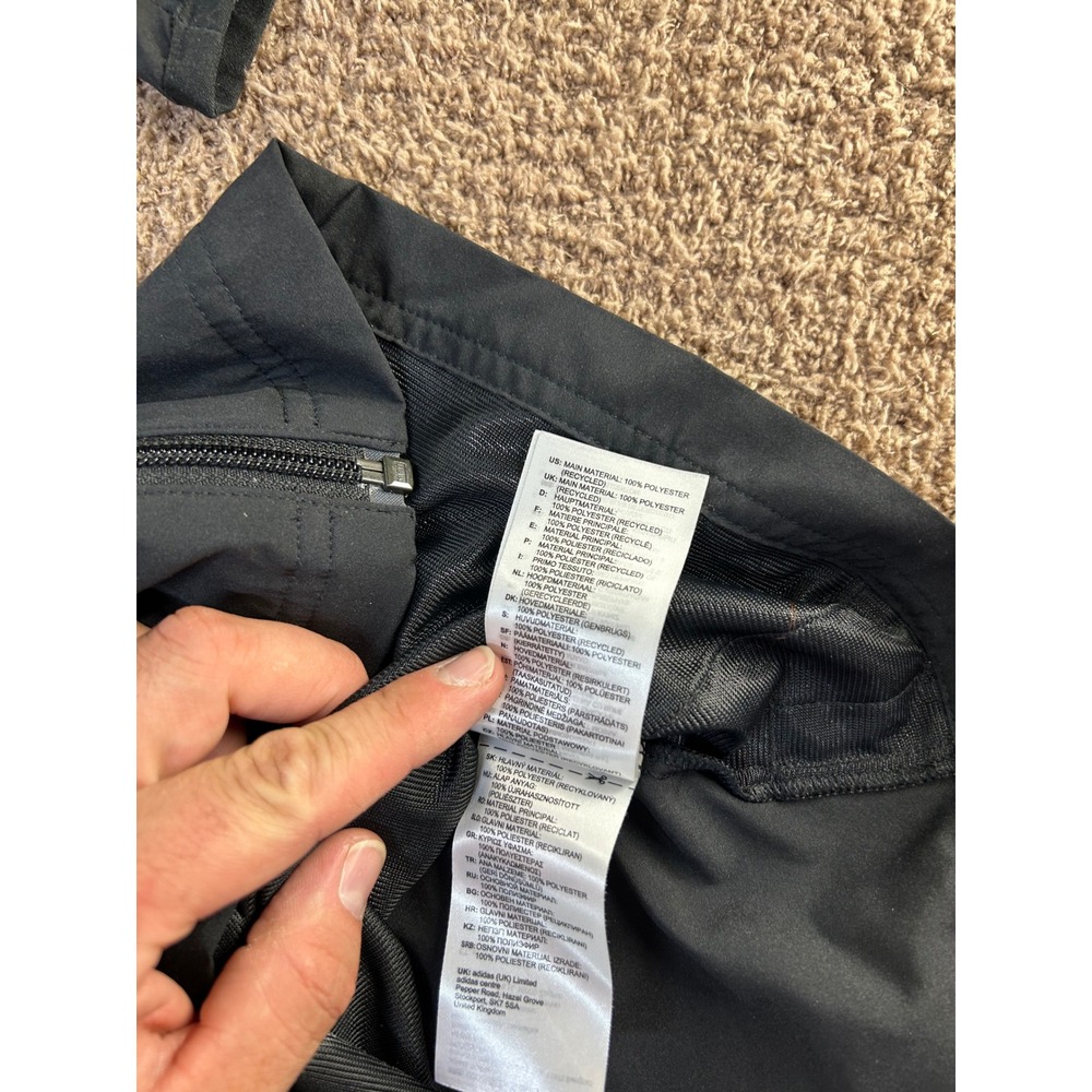Adidas Womens Black 3-Stripe Full Zip Hooded Windbreaker Jacket Size M - Picture 3 of 8